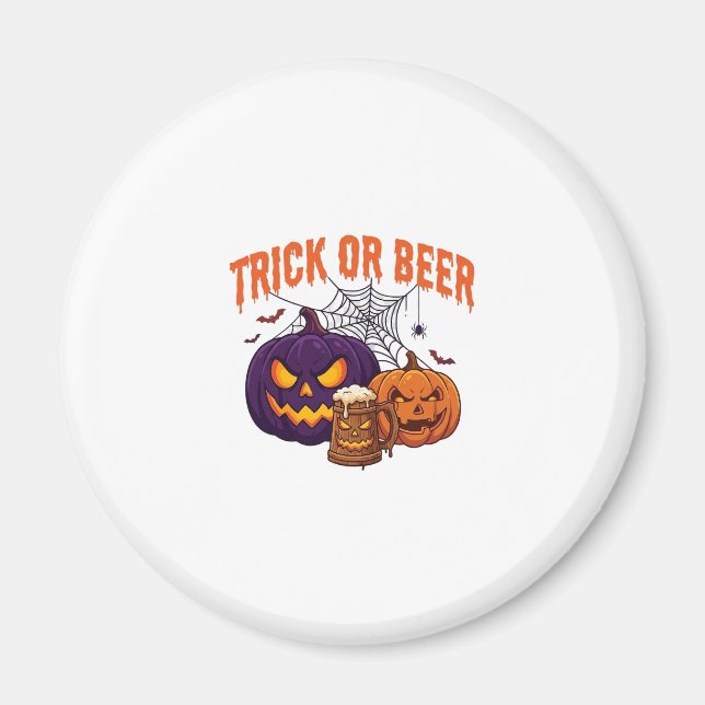 Trick Or Beer Halloween Pumpkins Mug Spider Web_1 Magnet (Front)