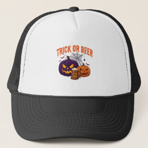Trick Or Beer Halloween Pumpkins Mug Spider Web_1 Trucker Hat