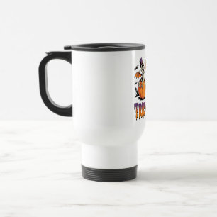 Trick or Beer Skeleton Dragons on Pumpkins Travel Mug