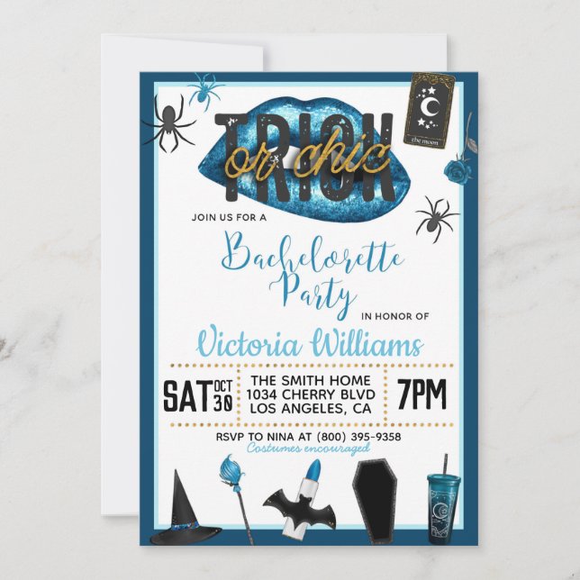 Trick or Chic Halloween Bachelorette Invitation (Front)