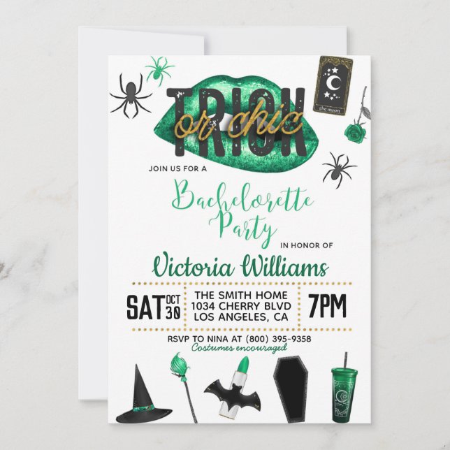 Trick or Chic Halloween Bachelorette Invitation (Front)