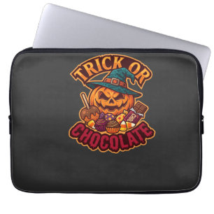 Trick Or Chocolate Halloween Pumpkin Witch Hat Can Laptop Sleeve