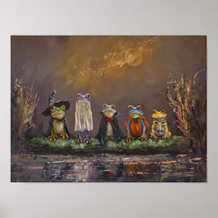 Trick or Croak hand painted halloween Poster