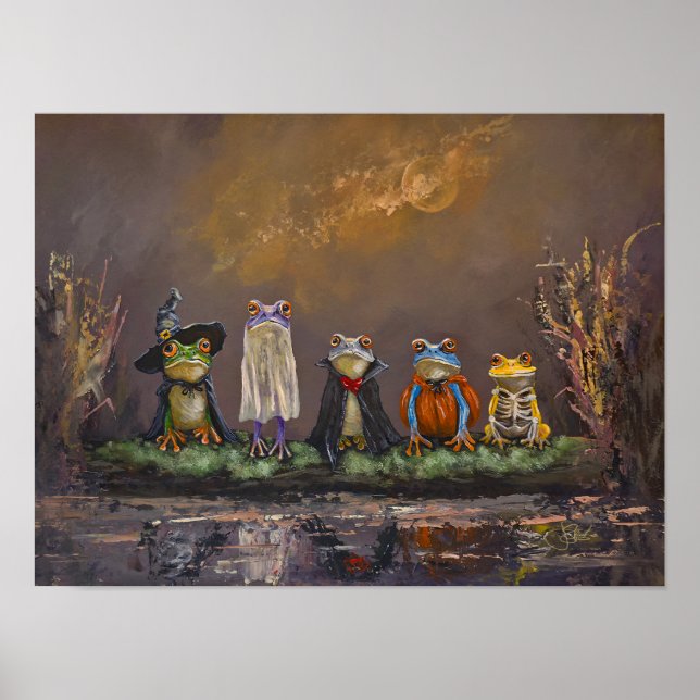 Trick or Croak hand painted halloween Poster (Front)