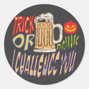 Trick Or Drink, Happy Halloween Spooky Booze Classic Round Sticker