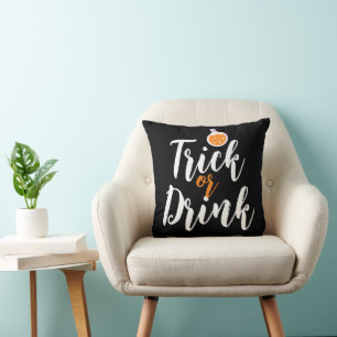 Trick Or Drink Simple Halloween spooky pumpkin Cushion