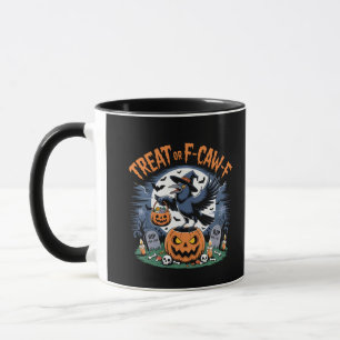Trick or F-Caw-f Funny Crow Halloween Spooky Mug