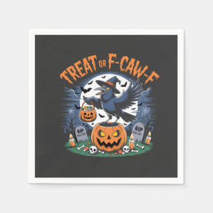 Trick or F-Caw-f Funny Crow Halloween Spooky Napkin
