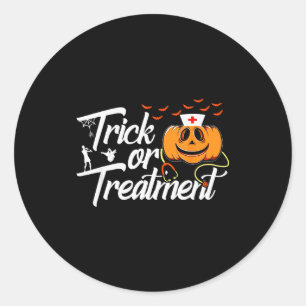 Trick Or Funny Medical Personnel Halloween Nurse  Classic Round Sticker