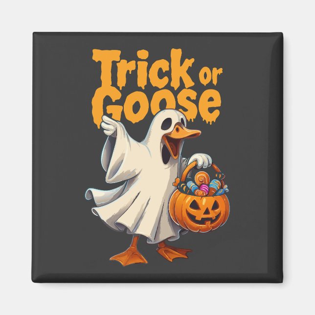 Trick or Goose Halloween Goose Magnet (Front)