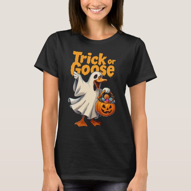Trick or Goose Halloween Goose T-Shirt (Front)