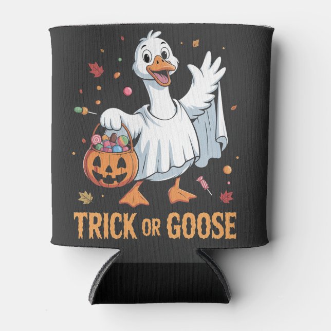 Trick or Goose Spooky Halloween Goose Lovers  Can Cooler (Front)