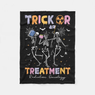 Trick Or Halloween Radiation Oncology Rad Therapy Fleece Blanket