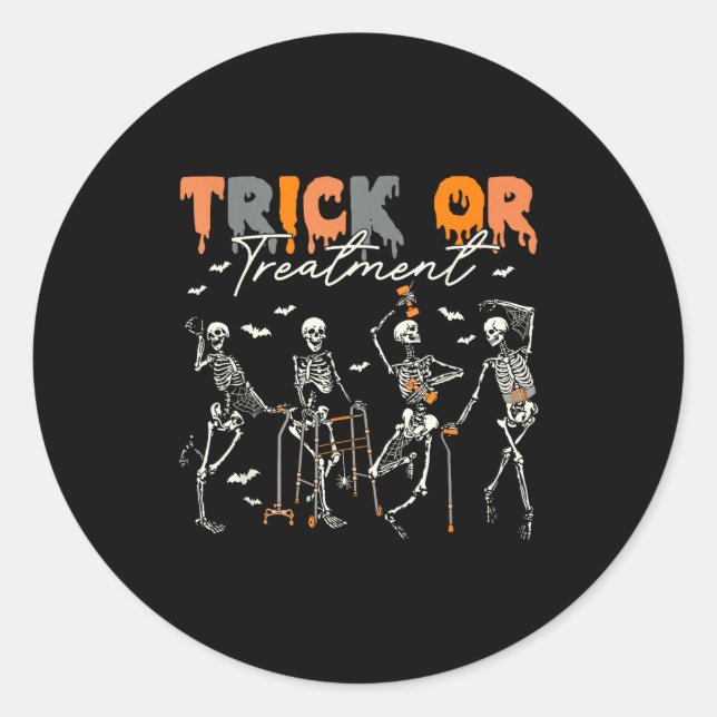 Trick Or Pt Physical Therapy Therast Halloween  Classic Round Sticker (Front)