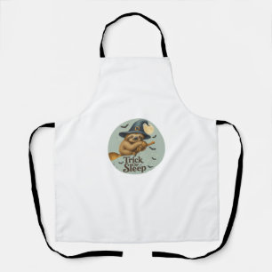 Trick or Sleep – Cute Witch Sloth Halloween Pun Ar Apron