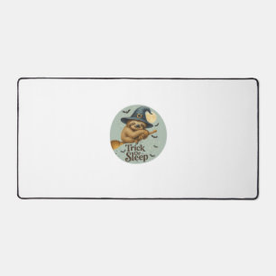 Trick or Sleep � Cute Witch Sloth Halloween Pun Ar Desk Mat