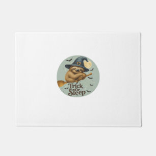 Trick or Sleep – Cute Witch Sloth Halloween Pun Ar Doormat