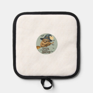 Trick or Sleep � Cute Witch Sloth Halloween Pun Ar Pot Holder