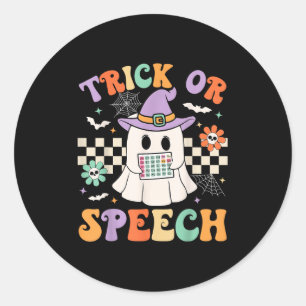 Trick Or Speech Halloween Slp Retro Speech Therapy Classic Round Sticker