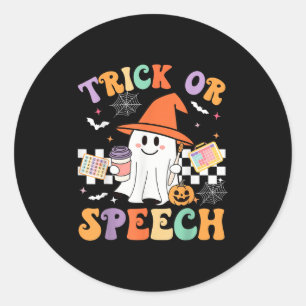 Trick Or Speech Halloween Slp Retro Speech Therapy Classic Round Sticker