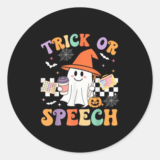 Trick Or Speech Halloween Slp Retro Speech Therapy Classic Round Sticker (Front)