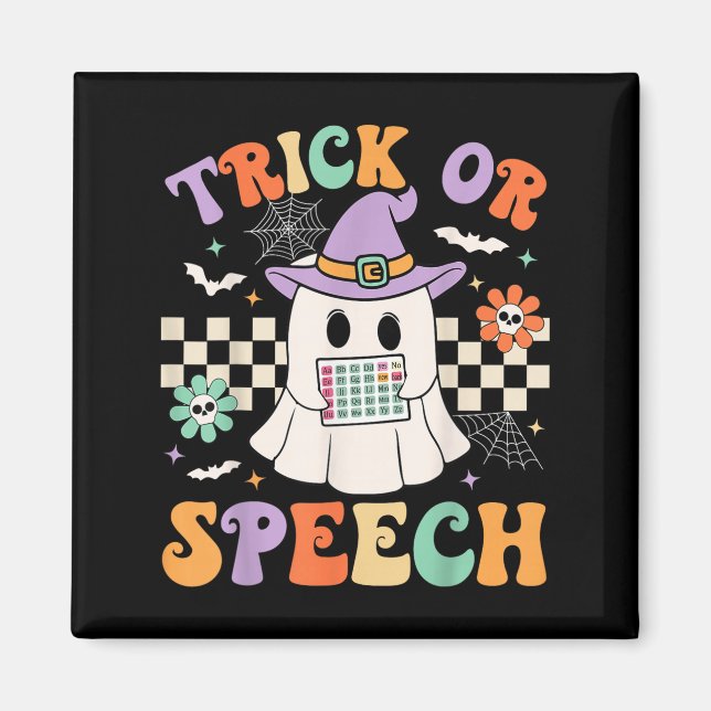 Trick Or Speech Halloween Slp Retro Speech Therapy Magnet (Front)