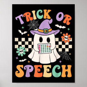 Trick Or Speech Halloween Slp Retro Speech Therapy Poster