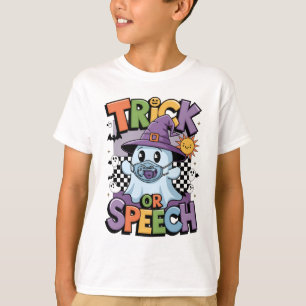 Trick or Speech Orange Black Funny Halloween Ghost T-Shirt