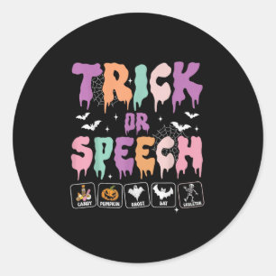 Trick Or Speech Retro Slp Halloween Speech Therapy Classic Round Sticker