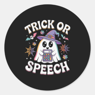 Trick Or Speech Retro Slp Halloween Speech Therapy Classic Round Sticker