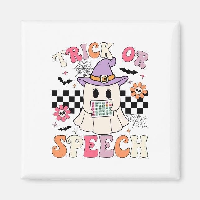 Trick Or Speech Retro Slp Halloween Speech Therapy Magnet (Front)