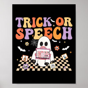 Trick Or Speech Retro Slp Halloween Speech Therapy Poster