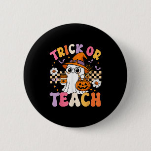 Trick Or Teach Cute Ghost Coffee Pumpkins Hallowee 6 Cm Round Badge