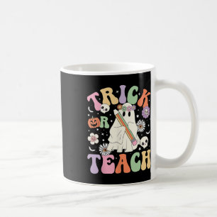 Trick Or Teach Cute Teacher Halloween Retro Floral Coffee Mug