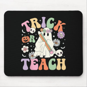 Trick Or Teach Cute Teacher Halloween Retro Floral Mouse Mat