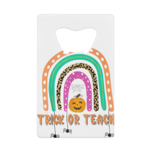Trick Or Teach Funny Halloween Teacher Rainbow Pum
