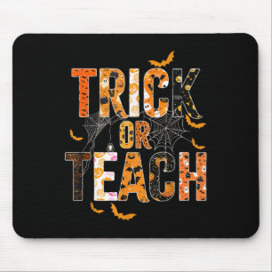 Trick Or Teach Funny Halloween Teacher Shirt For W Mouse Mat