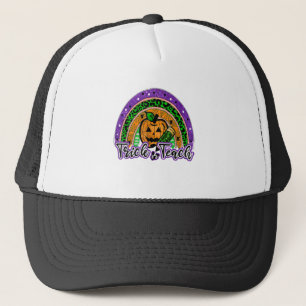 Trick Or Teach Funny Rainbow Pumpkin Teacher Hallo Trucker Hat