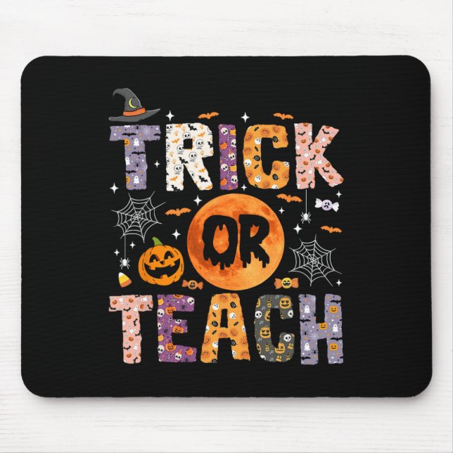 Trick Or Teach Funny Teachers Halloween Ghost  Mouse Mat (Front)