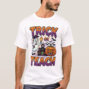 Trick Or Teach Ghost Pumpkin School Bats T-Shirt