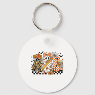 Trick Or Teach Ghost Teacher Halloween Retro Cherr Key Ring
