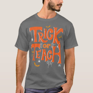 Trick or Teach Groovy 70s Ghost Halloween Teacher T-Shirt