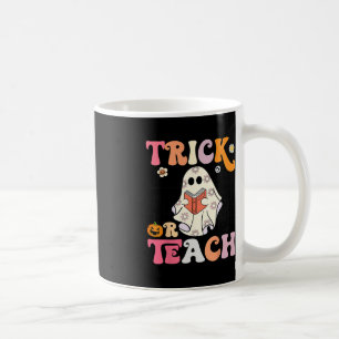 Trick or Teach Groovy Halloween Retro Floral Ghost Coffee Mug