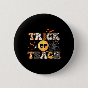 Trick Or Teach Groovy Teacher Halloween Retro Flor 6 Cm Round Badge