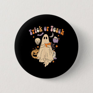 Trick Or Teach Groovy Teacher Halloween Retro Flor 6 Cm Round Badge