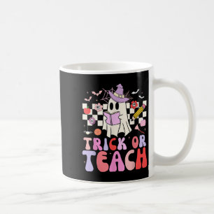 Trick Or Teach Groovy Teacher Halloween Retro Flor Coffee Mug