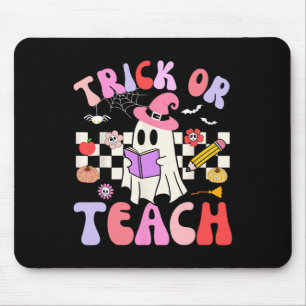 Trick Or Teach Groovy Teacher Halloween Retro Flor Mouse Mat