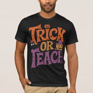 Trick Or Teach Groovy Teacher Halloween Retro T-Shirt