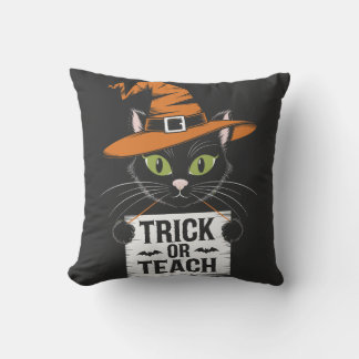 Trick or Teach Halloween Cat - Funny Teacher Cushion