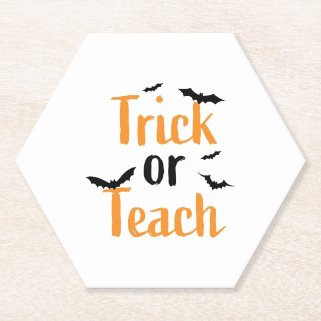 Trick or teach- Halloween design Paper Coaster (Front)